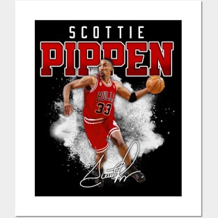 Scottie Pippen Basketball Legend Signature Vintage Retro 80s 90s Bootleg Rap Style Posters and Art